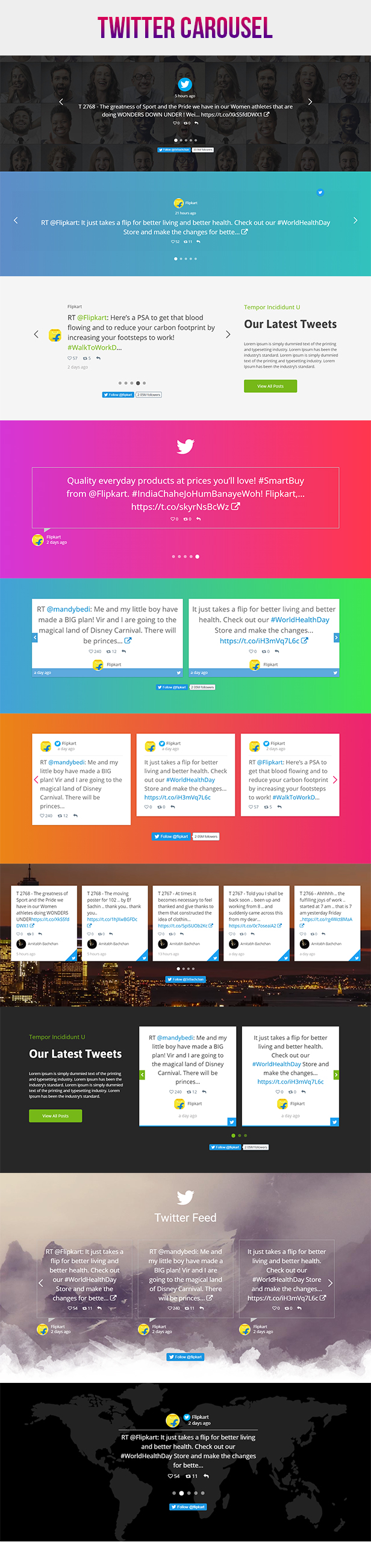 WordPress - Twitter Feed Stream Grid With Carousel